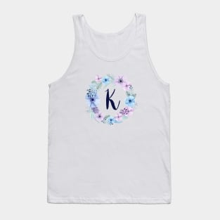 Floral Monogram K Icy Winter Blossoms Tank Top